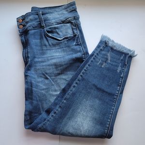 NWT New Womens Ladies KanCan Kurvy Mid Rise Ankle Skinny Denim Blue Jean Size 36